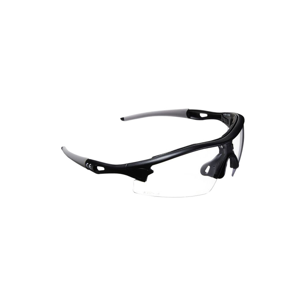 Allen 2380 Aspect Shooting & Safety Glasses 100% UV Rated Anti-Scratch, Wraparound Polycarbonate Clear Lens with Black Frame & Nose Piece for Adults