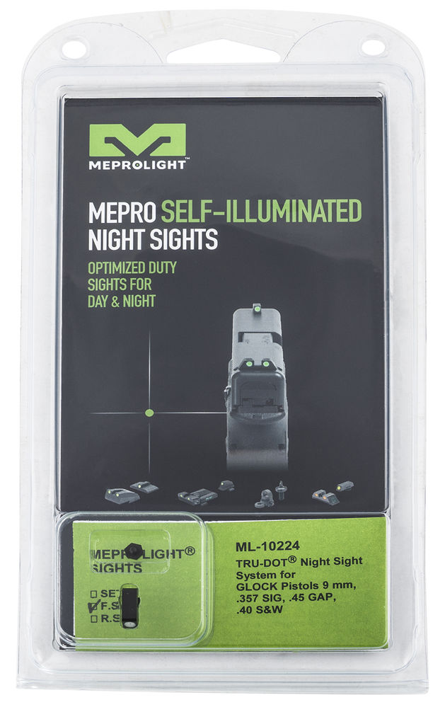 Meprolight USA 102243107 Mepro Tru-Dot R4E Optimized Duty Sights Fixed Tritium Green Black Frame for Glock