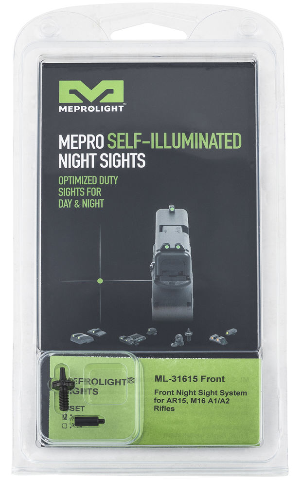 Meprolight USA 1316153101 Mepro Tru-Dot AR15/M16/M4 Sights Self-Illuminated Fixed Green Tritium Front with Black Frame for AR-15