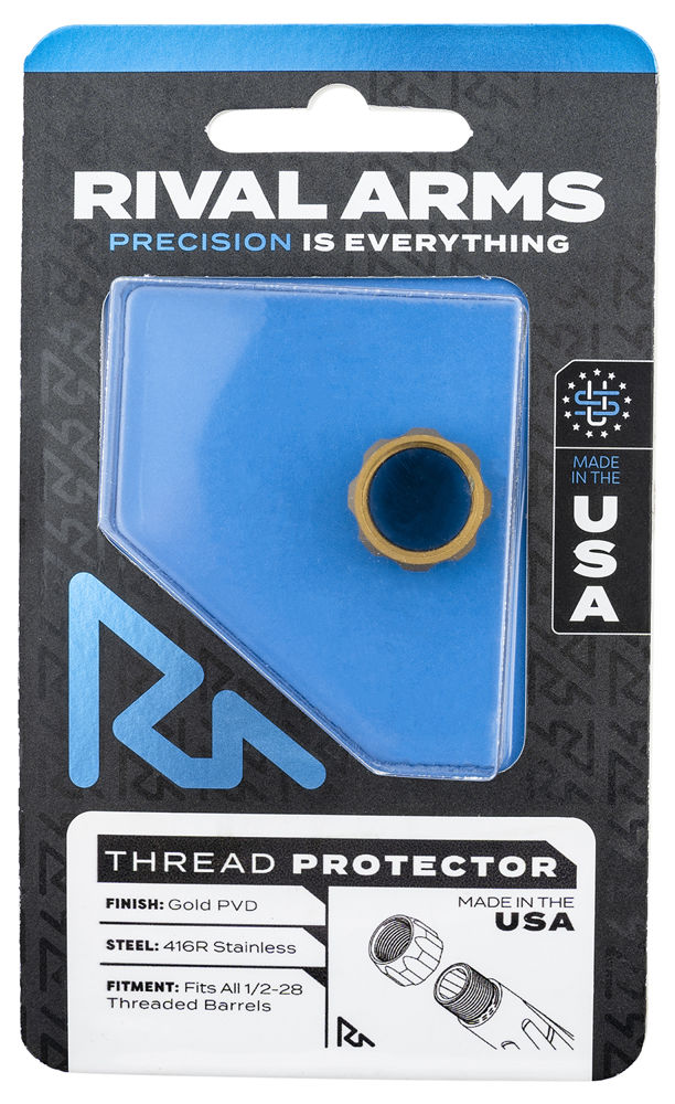 Rival Arms RA-RA300001E Thread Protector  9mm Luger Gold PVD 416R Stainless Steel 1/2"-28 tpi