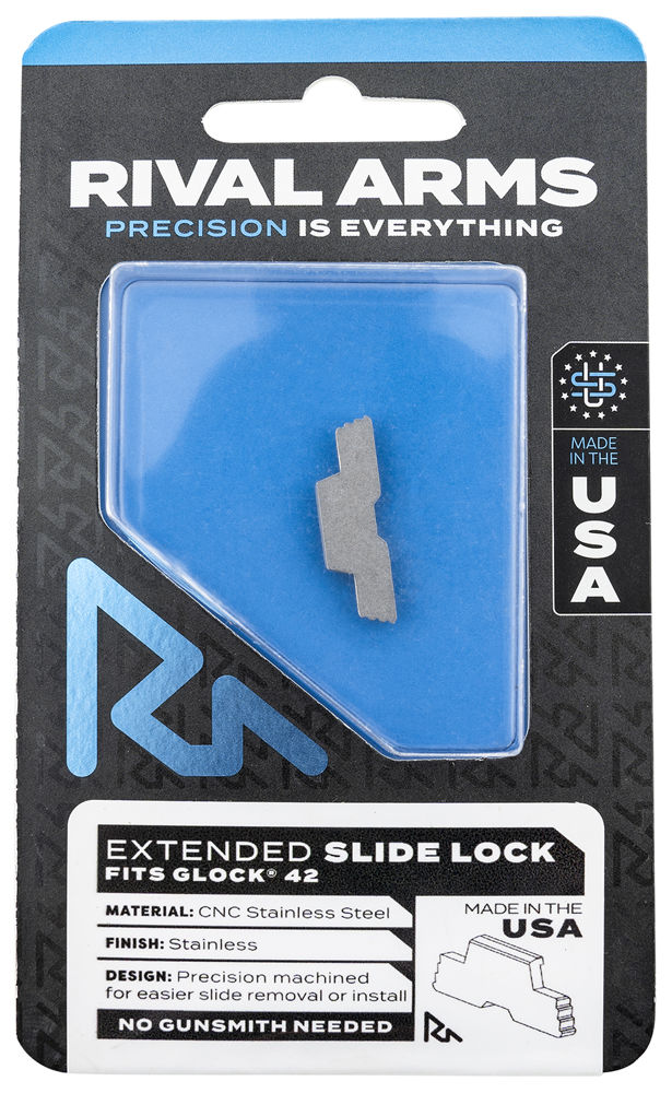 Rival Arms RA-RA80G004D Slide Lock  Extended Polished Stainless for Glock 42