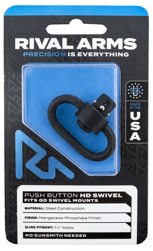 Rival Arms RA-RA92S1B HD Swivel  Black Manganese Phosphate Steel with 1.25" Loop & Push Button