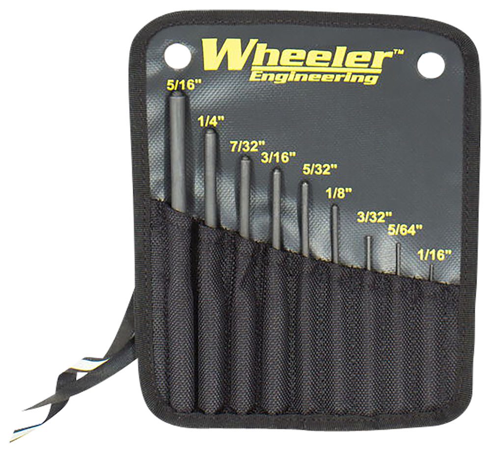 Wheeler 204513 Roll Pin Punch Set  Black Steel Knurled Handle 9 Pieces