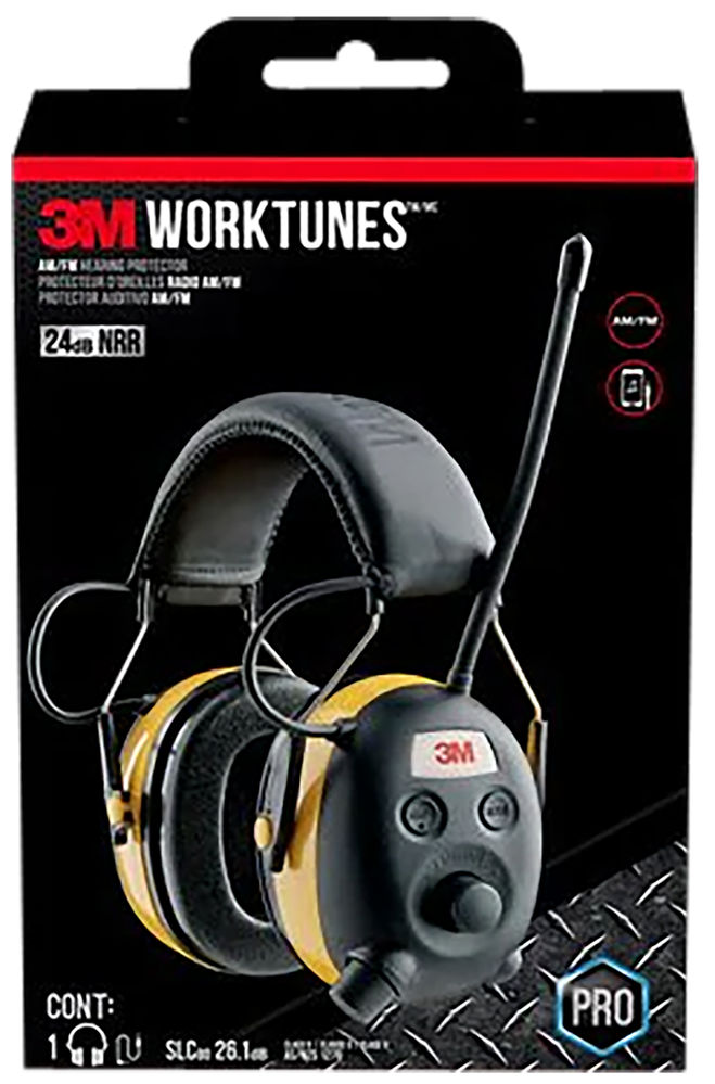 Peltor 9054H1-DC-PS Worktunes  24 dB Over the Head Yellow Earcups with Black Headband & AM/FM Radio