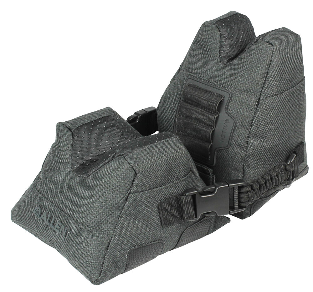 Allen 18417 Eliminator Shooting Rest Prefilled Front and Rear Bag made of Gray Polyester, weighs 4.50 lbs, 11.50" L x 7.50" H & Side Release Buckles