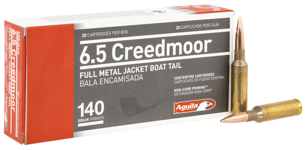Aguila 1E650110 Rifle  6.5 Creedmoor 140 gr Full Metal Jacket Boat-Tail (FMJBT) 20 Bx/ 20 Cs