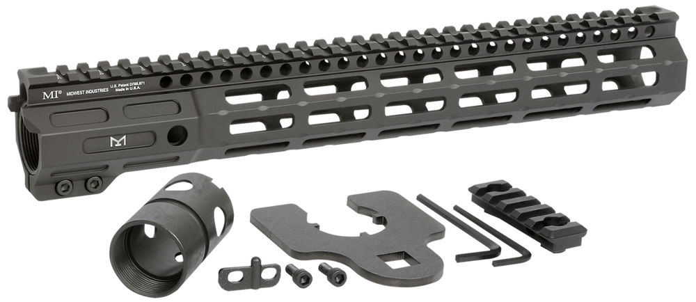 Midwest Industries MINF135 Night Fighter  13.50" M-LOK Black Hardcoat Anodized Aluminum Includes Barrel Wrench, Nut, & 5 Slot Rail